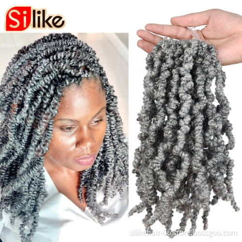 Hot Selling Brown 10inch Fluffy Short Curly Pre twisted Braids Spring Passion Twist Crochet Braiding Synthetic Hair Extensions